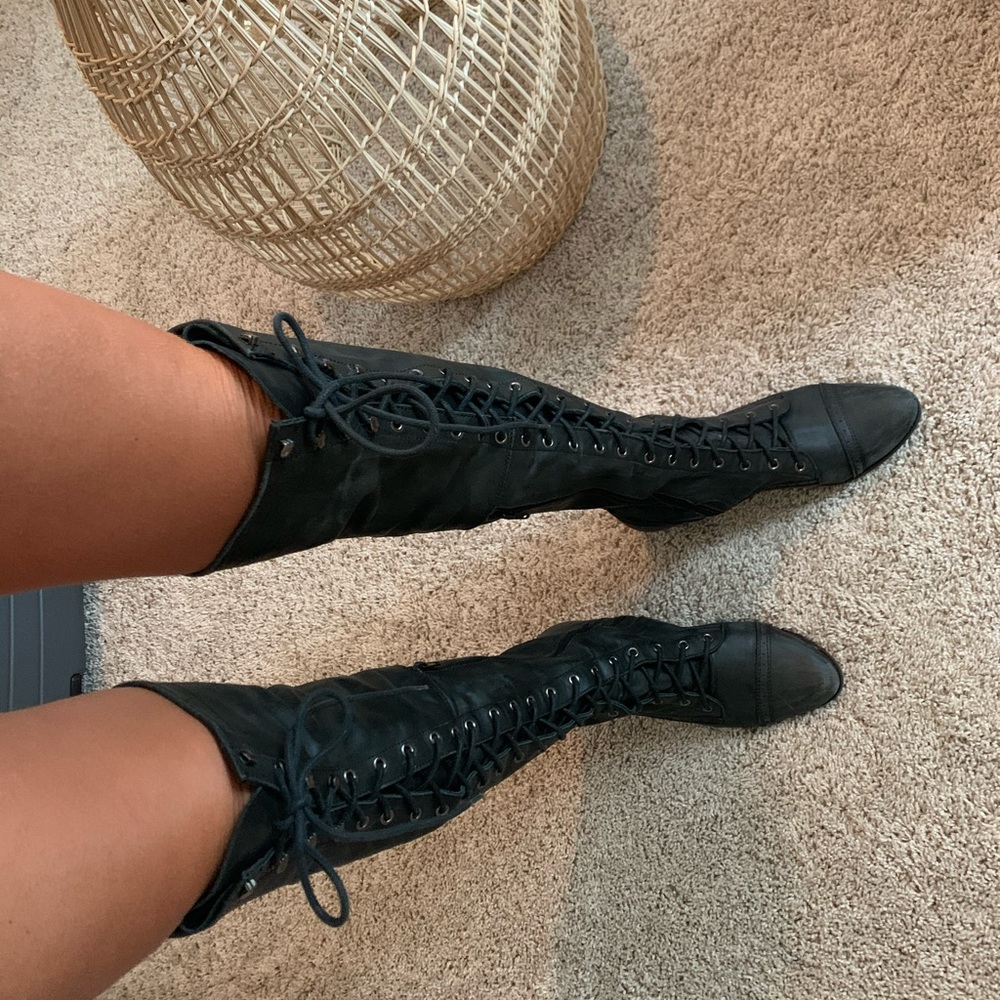 Free people leather lace up boots
